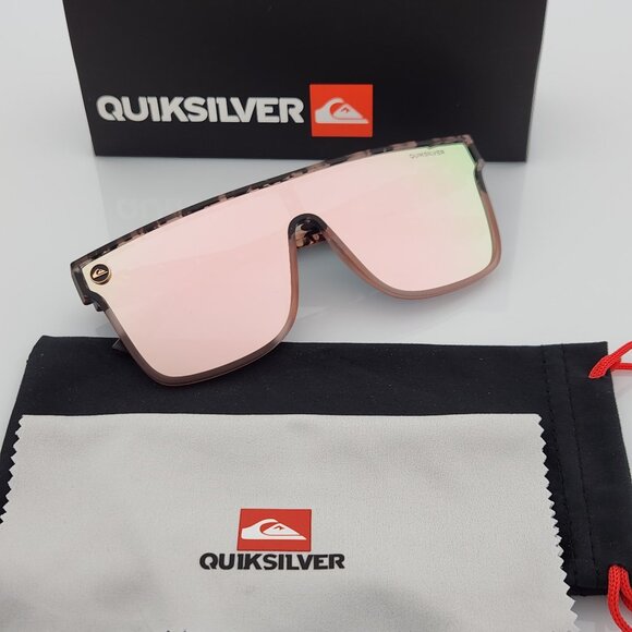 Quiksilver Shield Sunglasses Tortoise Shell Frame Flash Pink Mirror Lens NEW Q9 - Picture 2 of 12